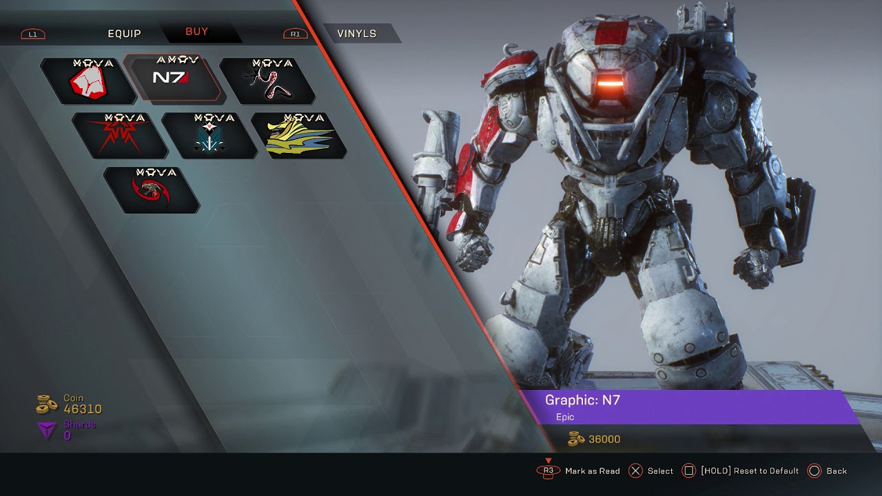 Anthem - How To Preview Cosmetic Items On Your Javelin  (Graphic N7, Vinyls & Armor Packs) (2019)