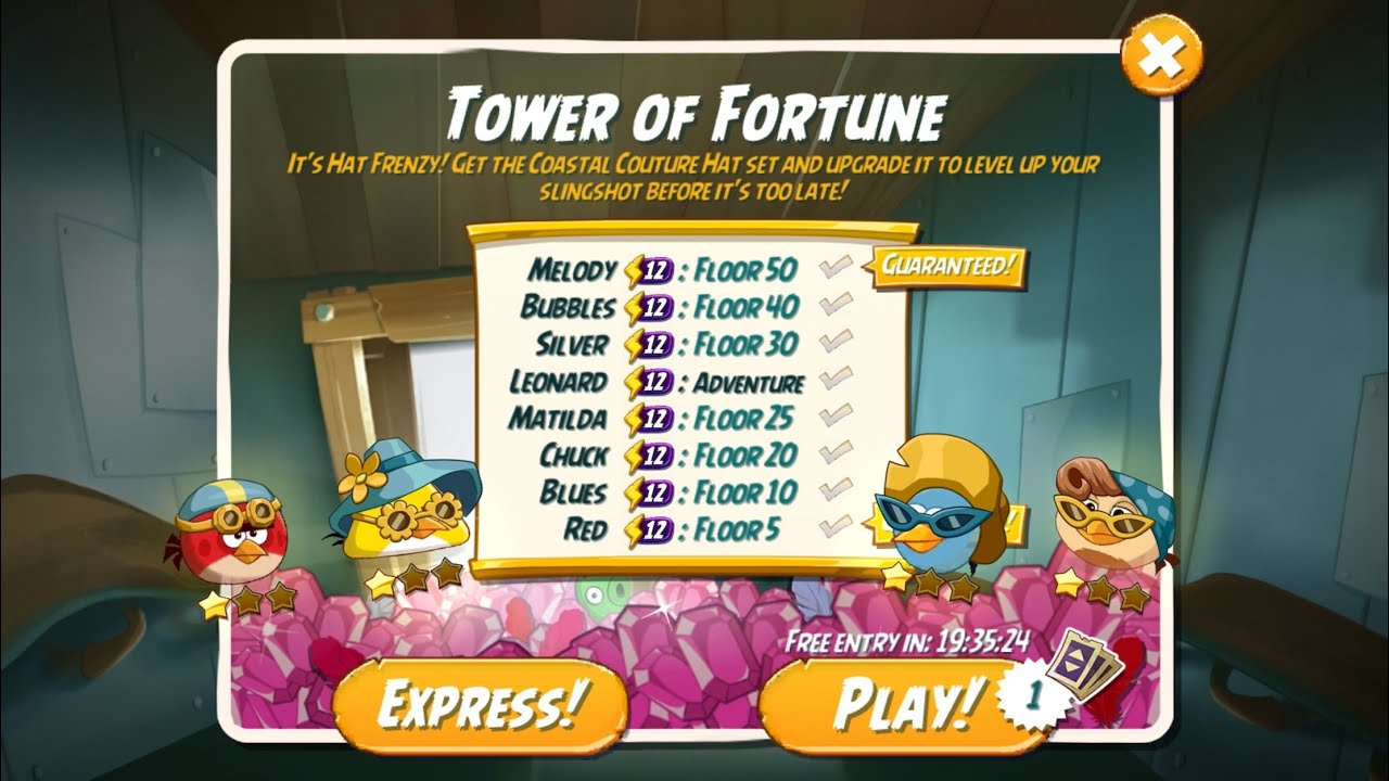 Tower of Fortune - Day 1 for Coastal Couture Hat Set - Angry Birds 2