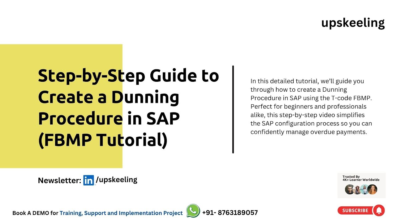 Step-by-Step Guide to Create a Dunning Procedure in SAP (FBMP Tutorial) | S4HANA FICO | Upskeeling