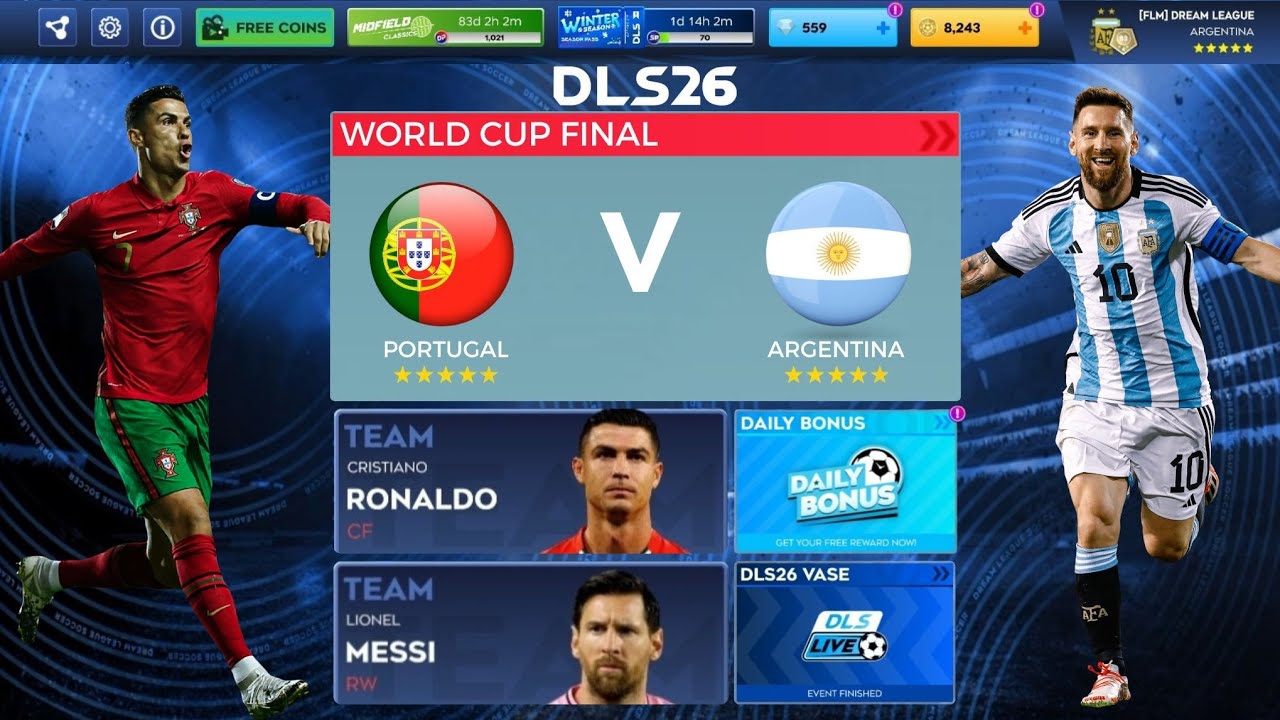 DLS 26 | Португалия 🇵🇹 против Аргентины 🇦🇷 | Финал чемпионата мира | Геймплей Dream League Soccer...