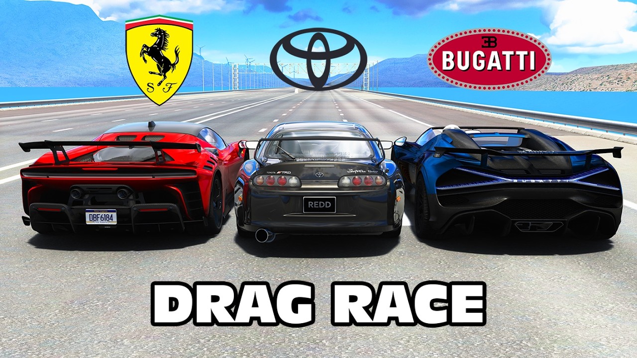 1500HP Supra vs Bugatti Mistral vs Ferrari SF90 Stradale DRAG RACE