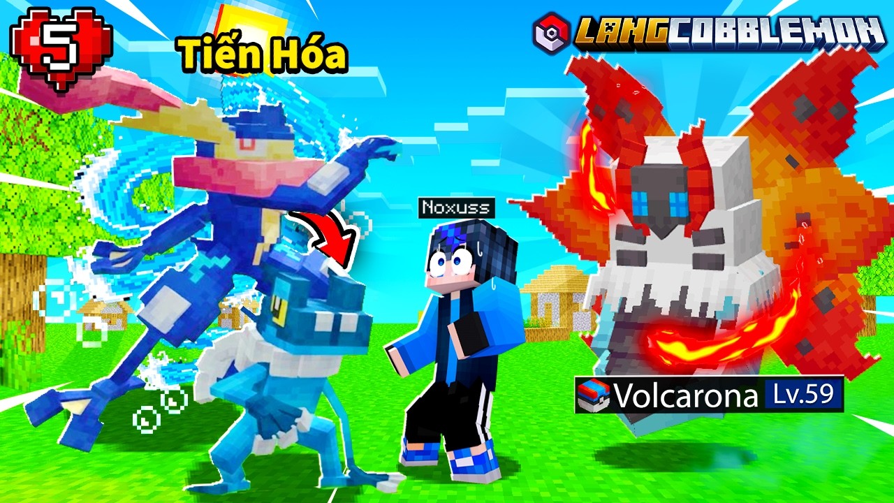 Minecraft Làng Cobblemon Tập 5 | Bậc Thầy Noxuss Tiến Hóa GRENINJA Và VOLCARONA, Kế Hoạch Bắt HT