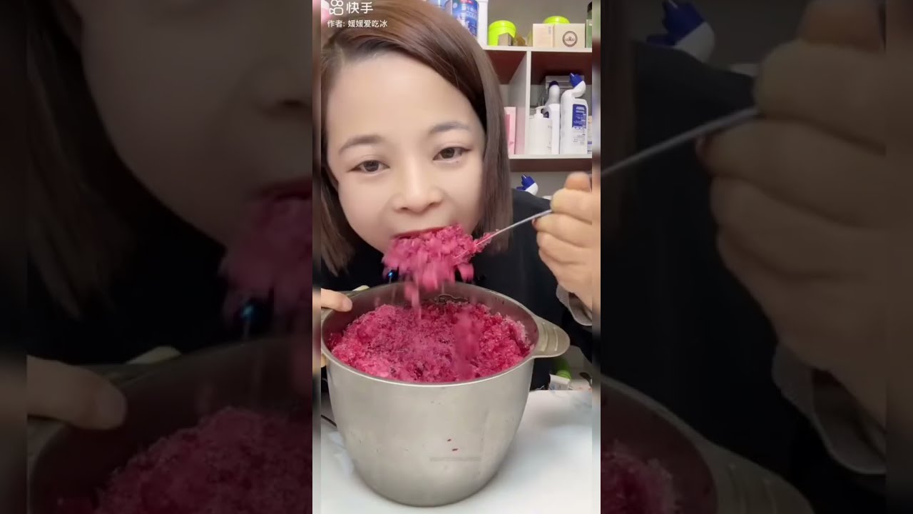 ❤️CRISPY RED COLOUR ❤️🍚 POWDERY ICE EATING ASMR SNOWFLAKE POWDER 🍚🧊