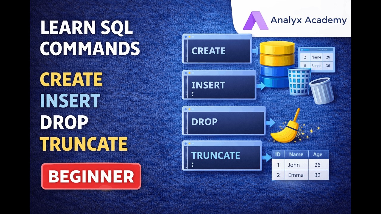 SQL CREATE, INSERT, DROP & TRUNCATE Commands Explained | SQL Basics for Beginners