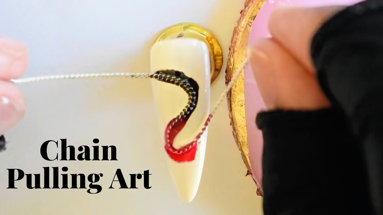 Drag Through Effect Nail Art I Nail Art Design | String/Chain Pulling Technique Tutorial |Ball chain