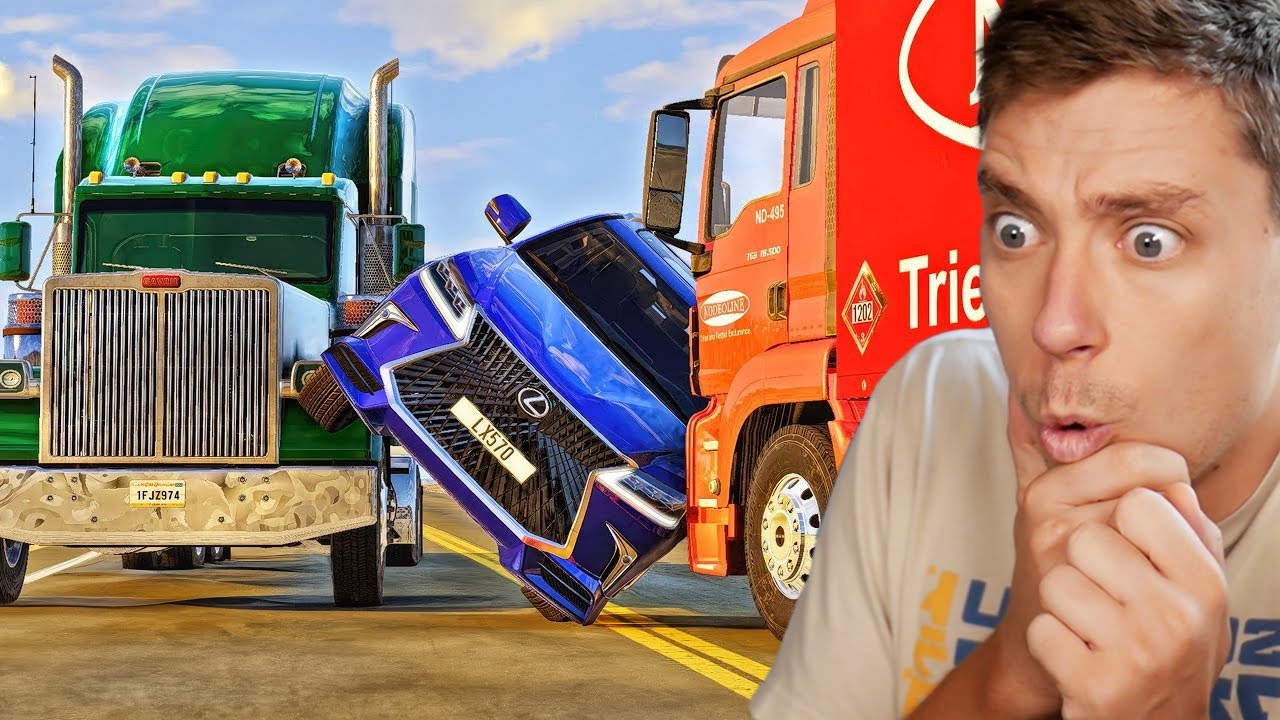 Реакция на самые страшные столкновения автомобилей и грузовиков в BeamNG