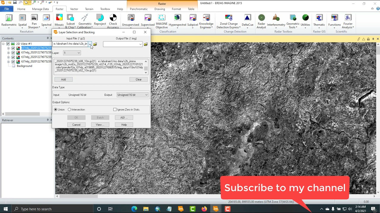 How to Layerstack Sentinel 2 image in ERDAS Imagine 2015 the 10m resolution bands