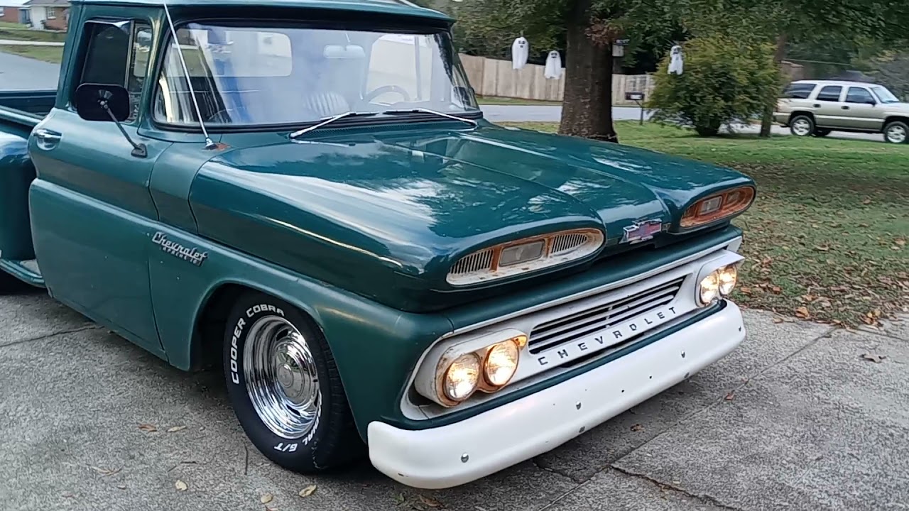 static dropped 1960 Chevrolet Apache 10 stepside OL GREEN