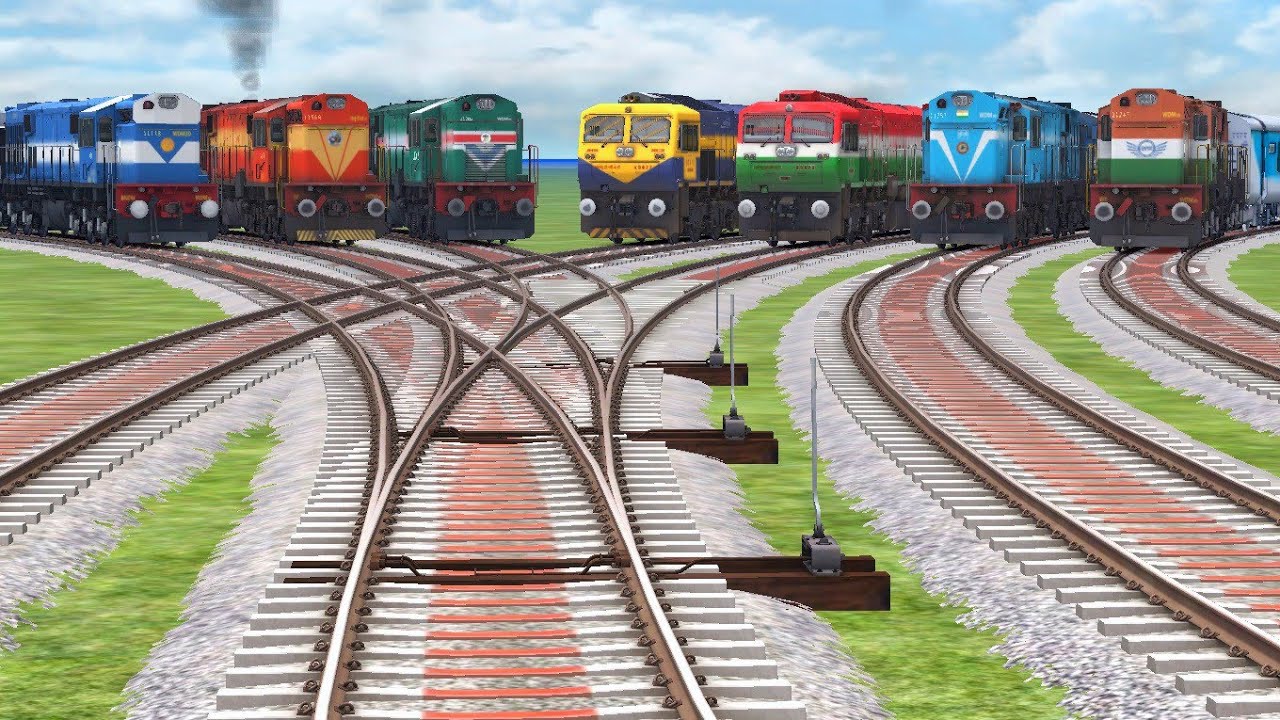 All Diesel Locomotive Run  Curved Branched Railroad Tracks|railground| Train Simulator-Indian Train