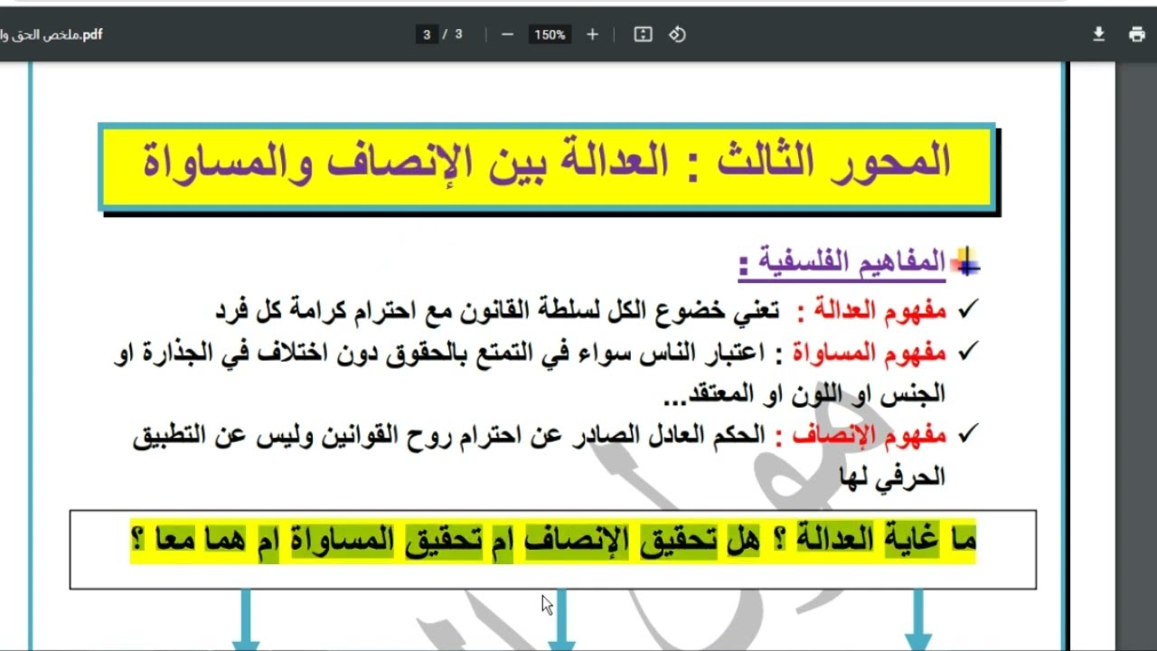 احسن ملخص لدرس الحق والعدالة مجزوءة السياسة / الدقيقة 90