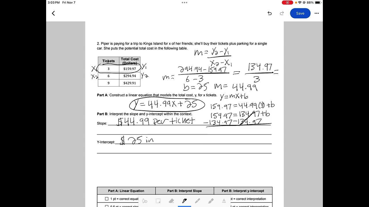 Interpreting Slope and y Intercept Quiz Video