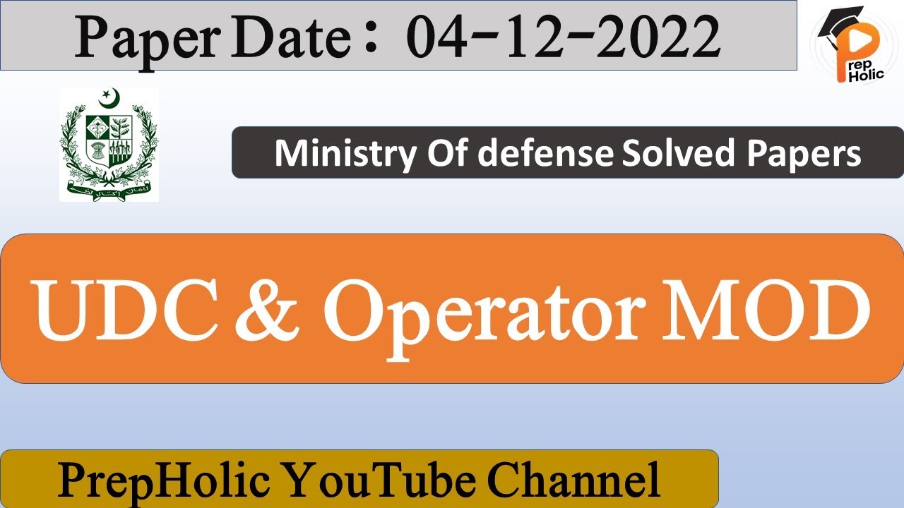 Upper Division Clerk MOD Solved Paper 04-12-2022||MOD Operator MOD Solved Paper 04/12/2022||UDC MOD