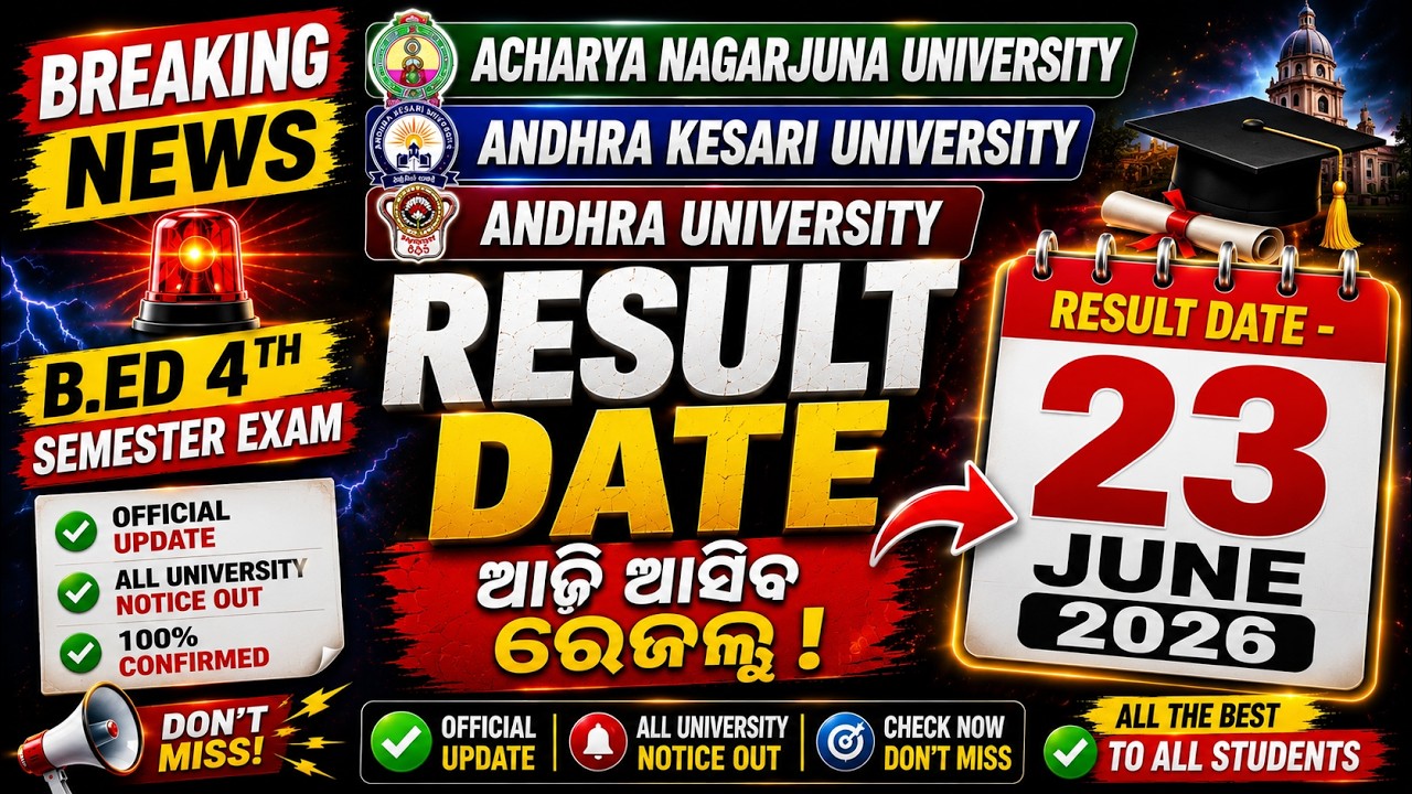 Andhra B.Ed 4th Semester Result Date 2026 Out 🔥 | AU, ANU & AKU Result Update | Official Notice