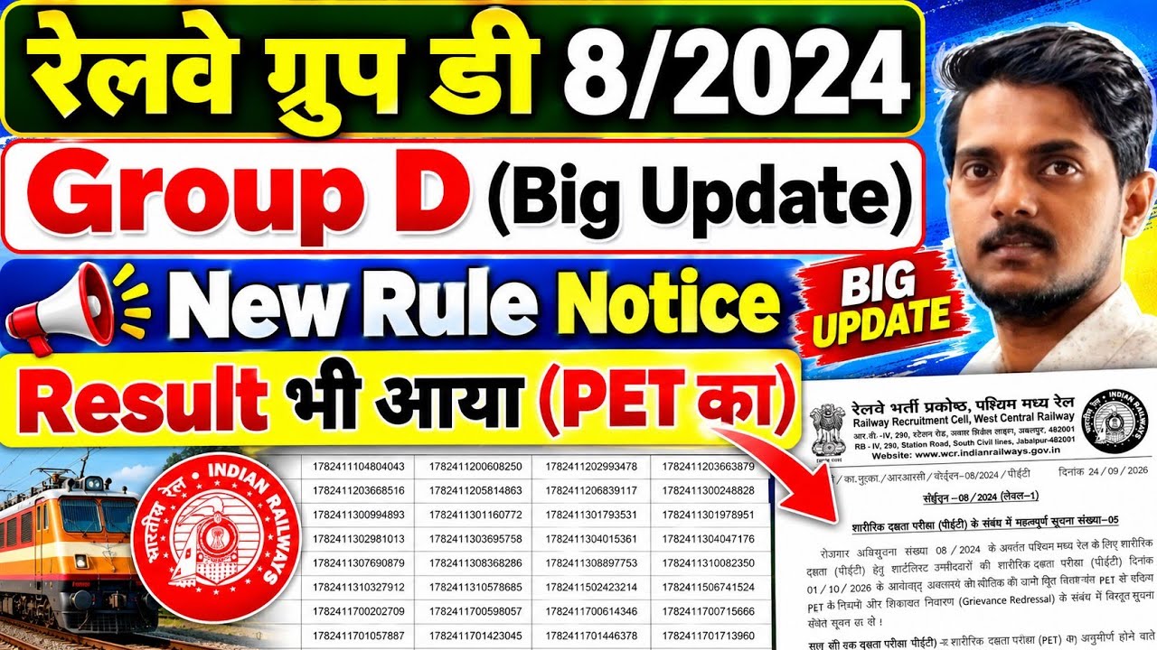 Group D 8/2024 Big Update New Rules Notice|| Group D PET Result Out Hubli 