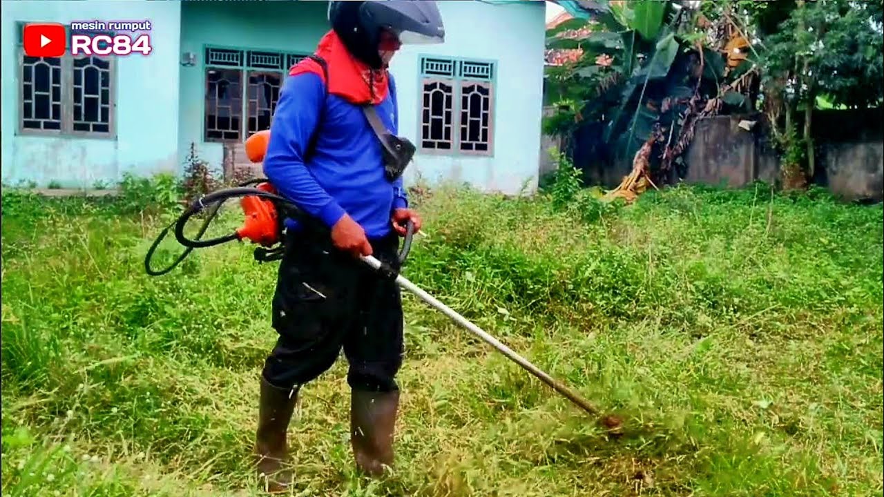 Babat rumput Tebal di halaman Rumah Kosong  #rc84