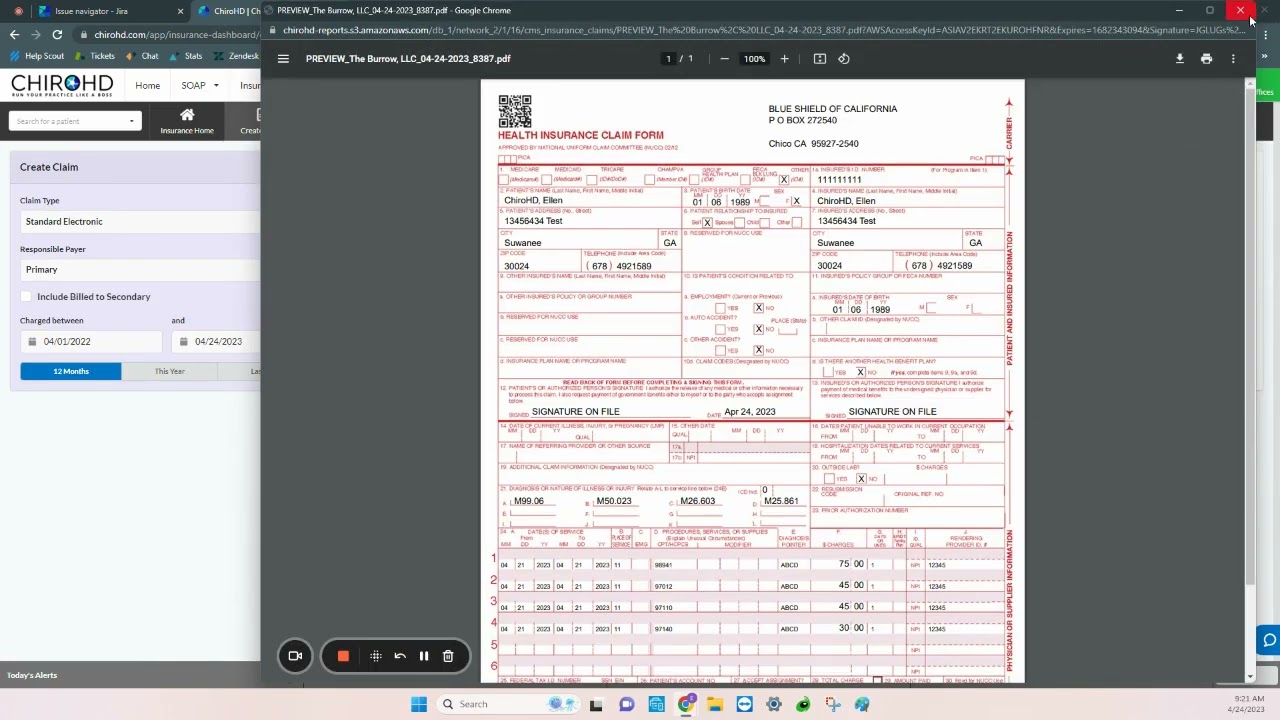 How to Print a Claim on a HCFA v1, v2 and Bill History