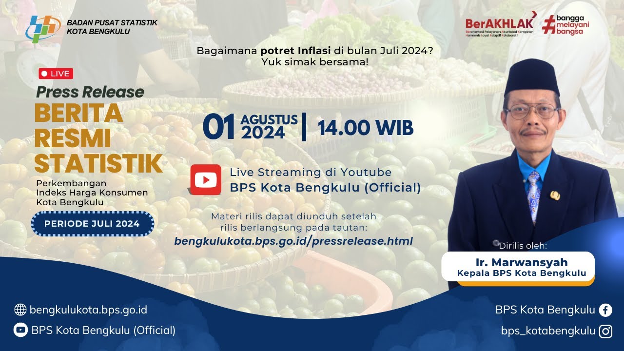 Rilis Berita Resmi Statistik: Perkembangan Indeks Harga Konsumen Kota Bengkulu Juli 2024
