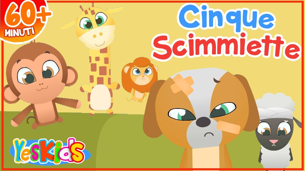 Cinque Scimmiette + 60 minuti di Canzoni per Bambini di YesKids
