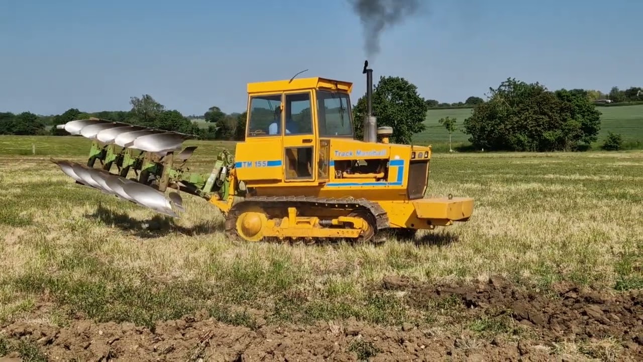 Track Marshall TM155 with Dowdeswell DP1 5 Furrow ploughing hard ground