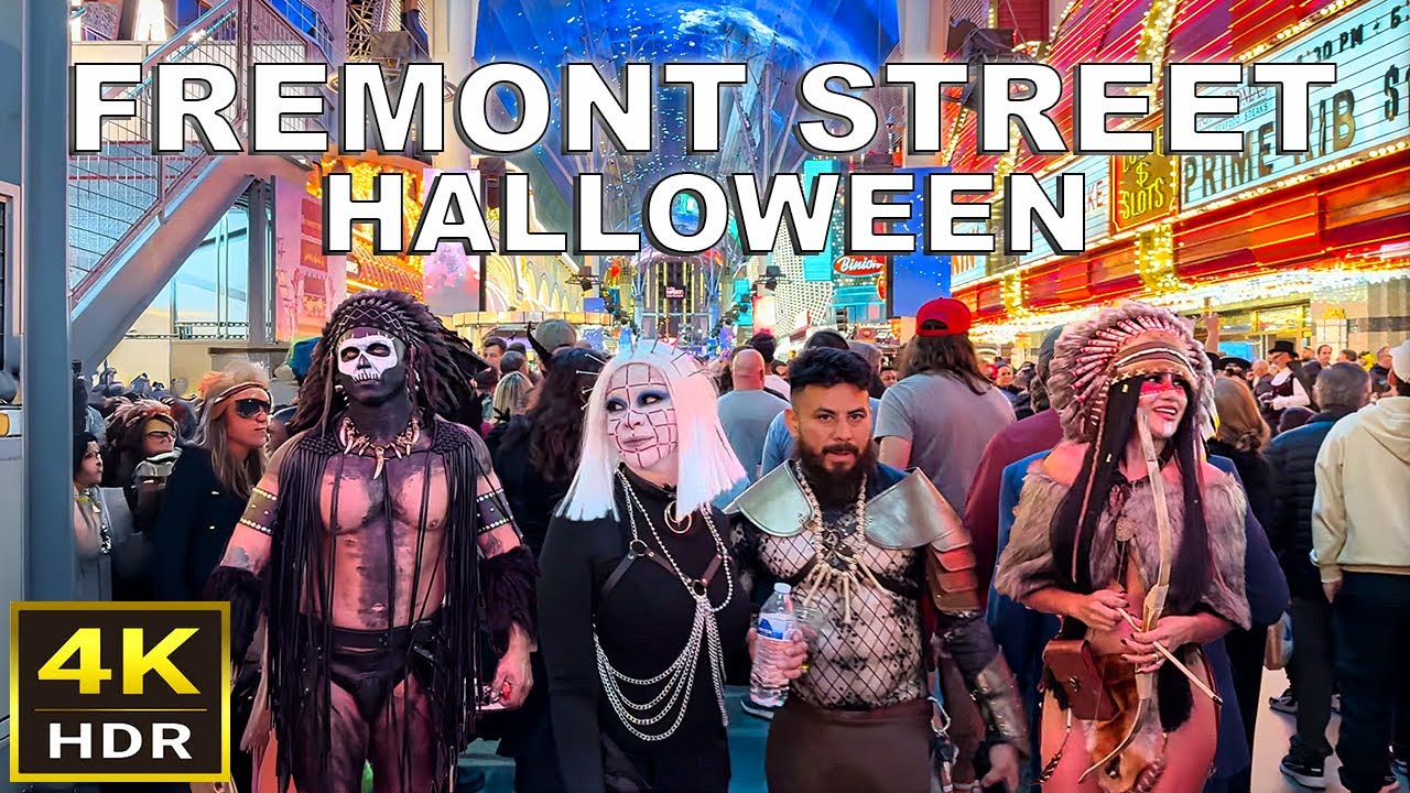 [4K HDR] Fremont Street Las Vegas Halloween Walking Tour | 2024