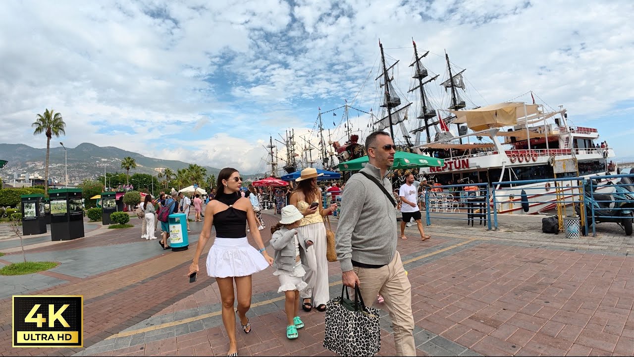Alanya Harbour & Red Tower Walking Tour | Antalya Turkey | [4K HD]