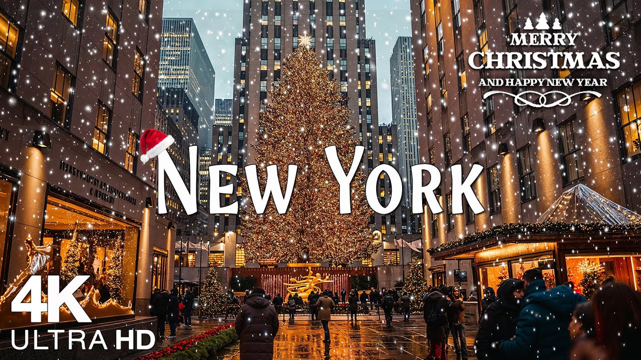 Christmas Atmosphere in New York City 4K | Holiday Lights & Winter Magic (4K)