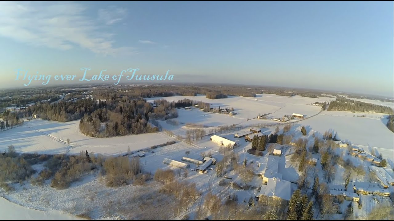Tuusulanj&auml;rven j&auml;&auml;ll&auml; / Flying over frozen lake Tuusula