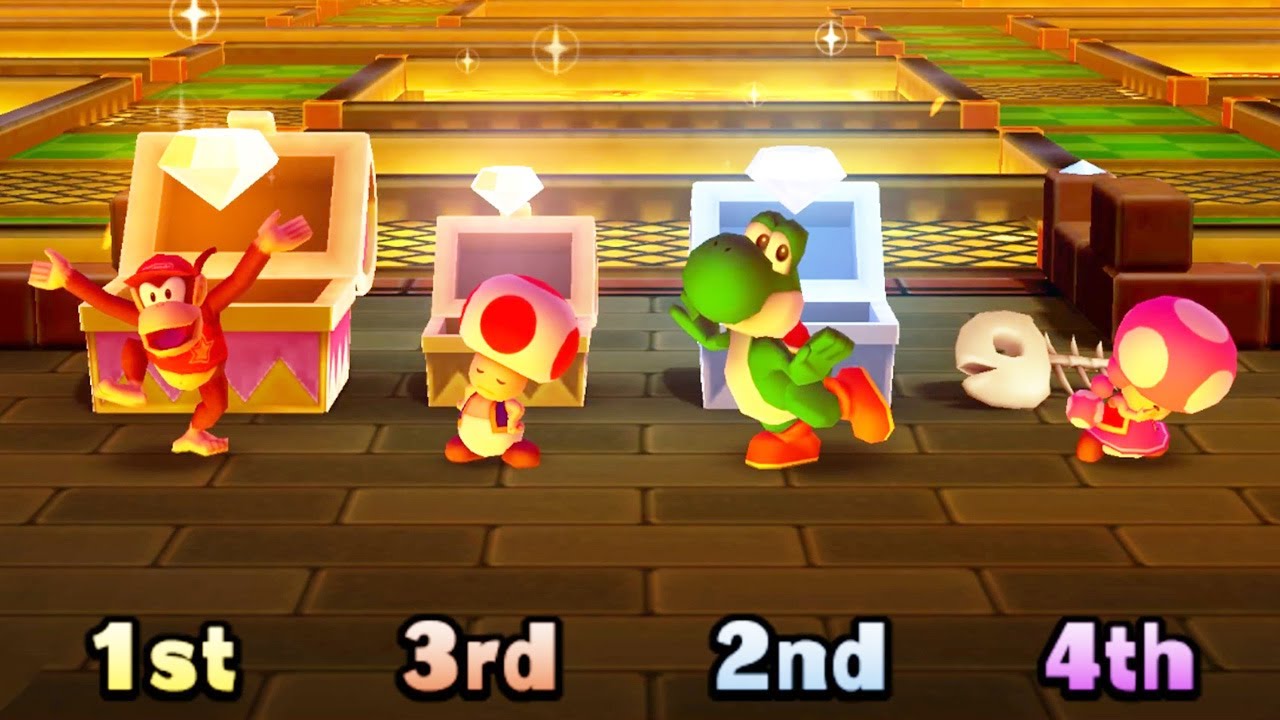 Mario Party: Star Rush MiniGames - Diddy Kong vs Toad vs Yoshi vs Toadette (Master Cpu)