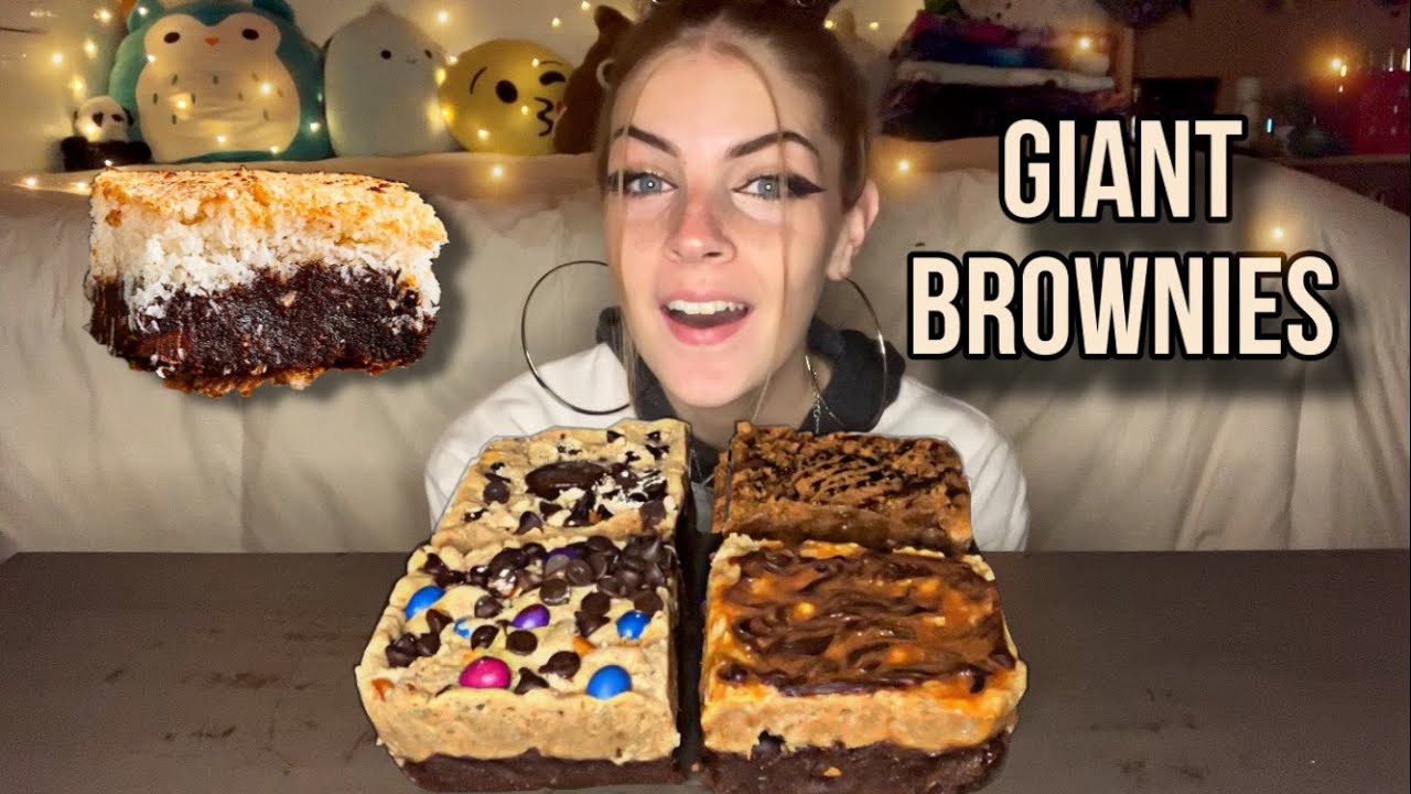 GIANT GOOEY CHOCOLATE BROWNIES MUKBANG! (Vegan)