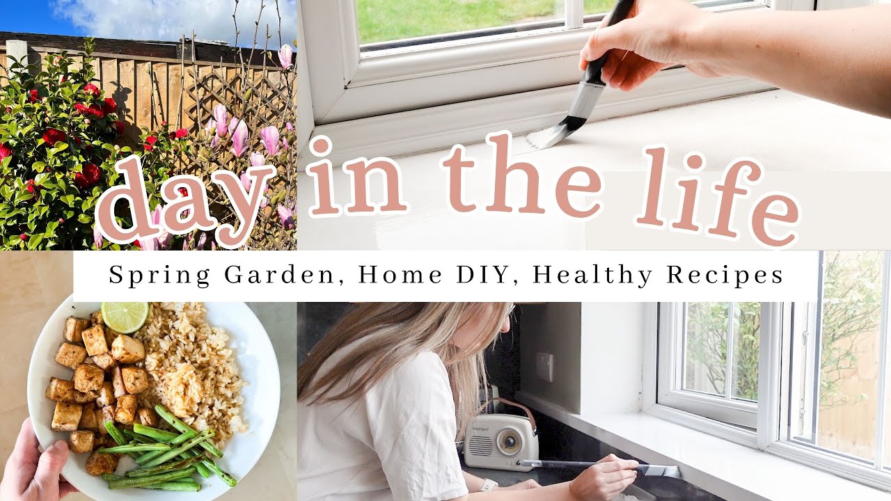 A Calm But Productive Day At Home | much needed DIY, spring garden tour, healthy meal ideas