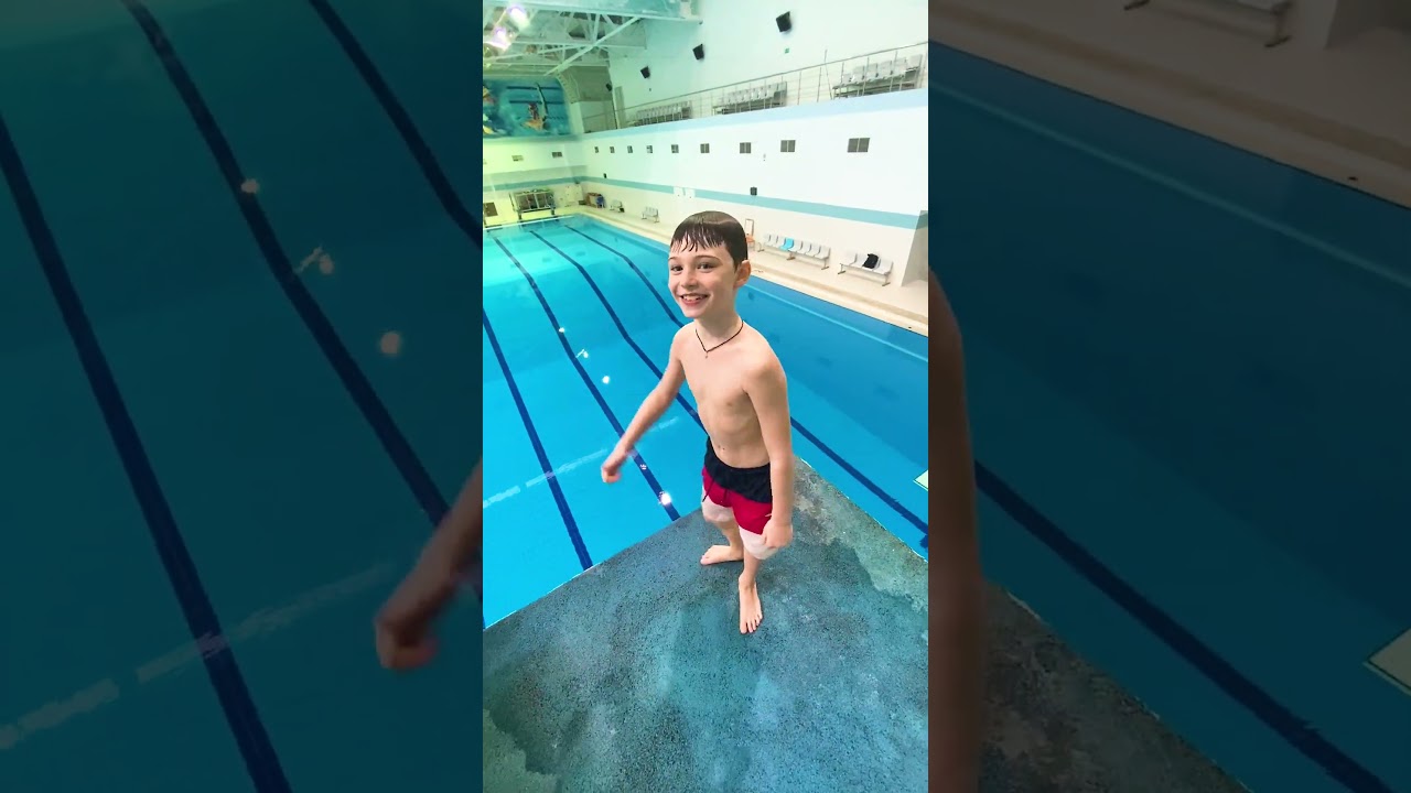 Can Mark jump off 10 meters diving board? 😎 #swimming #swimmingpool #diving #waterpark