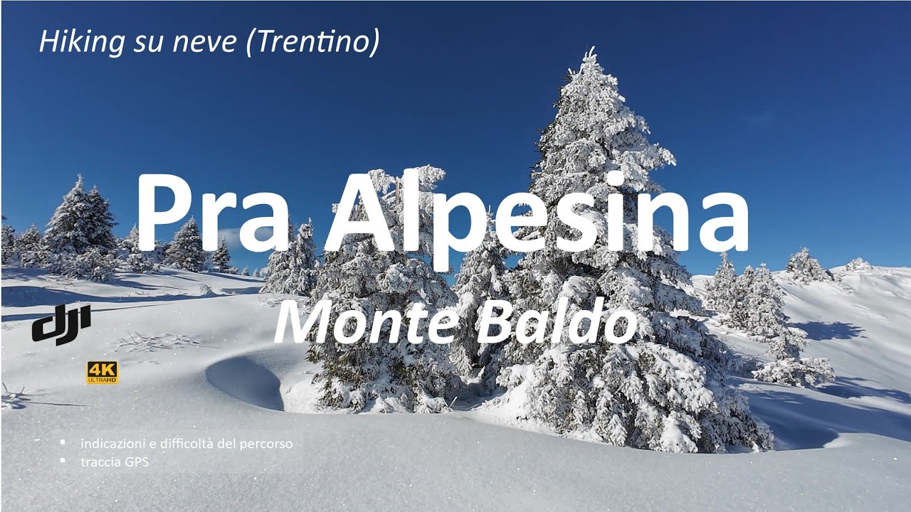 Panoramico hiking su neve fresca: Pra Alpesina, Monte Baldo, Lago di Garda (Trentino)
