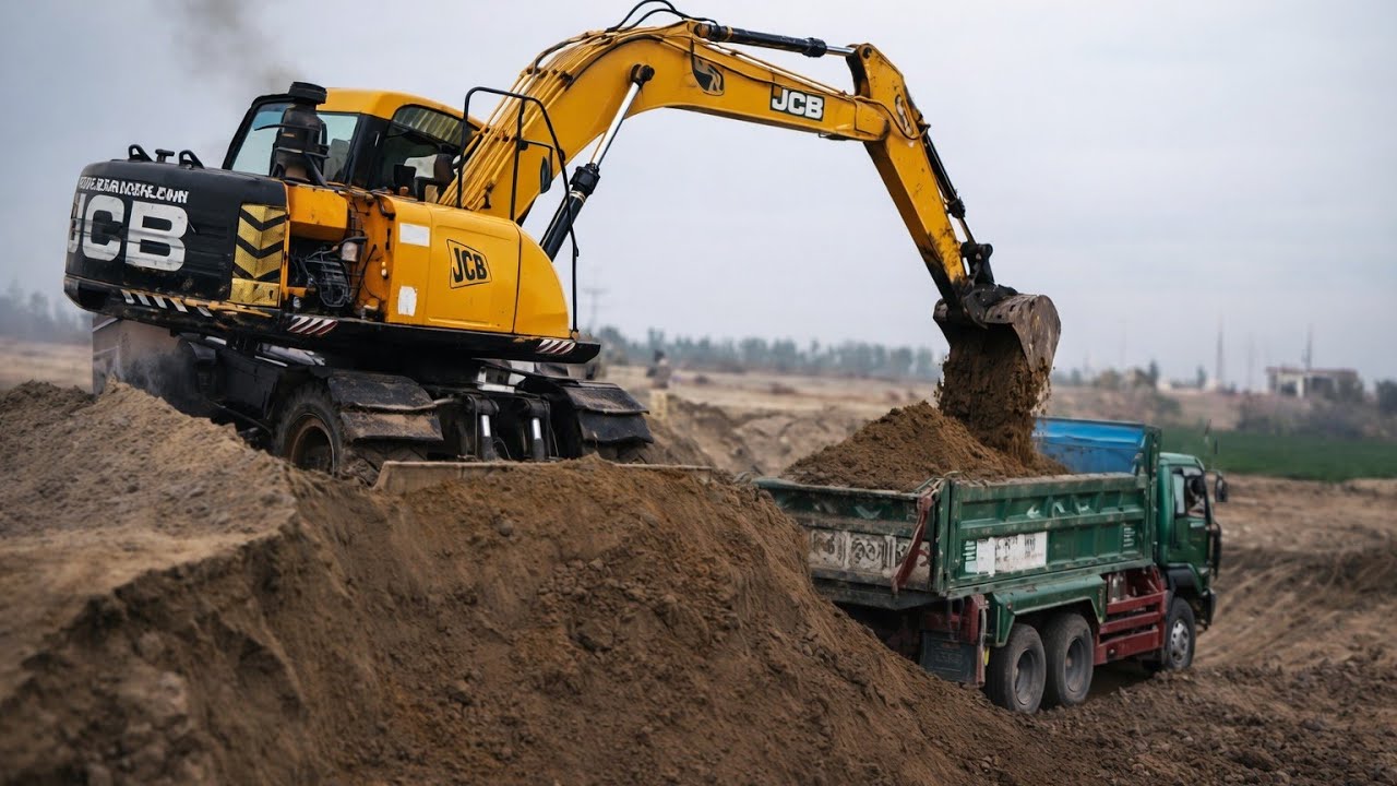 JCB JS175W Excavator Loading Overburden truck+10 Excel tyre | Heavy Loading Dump 😱