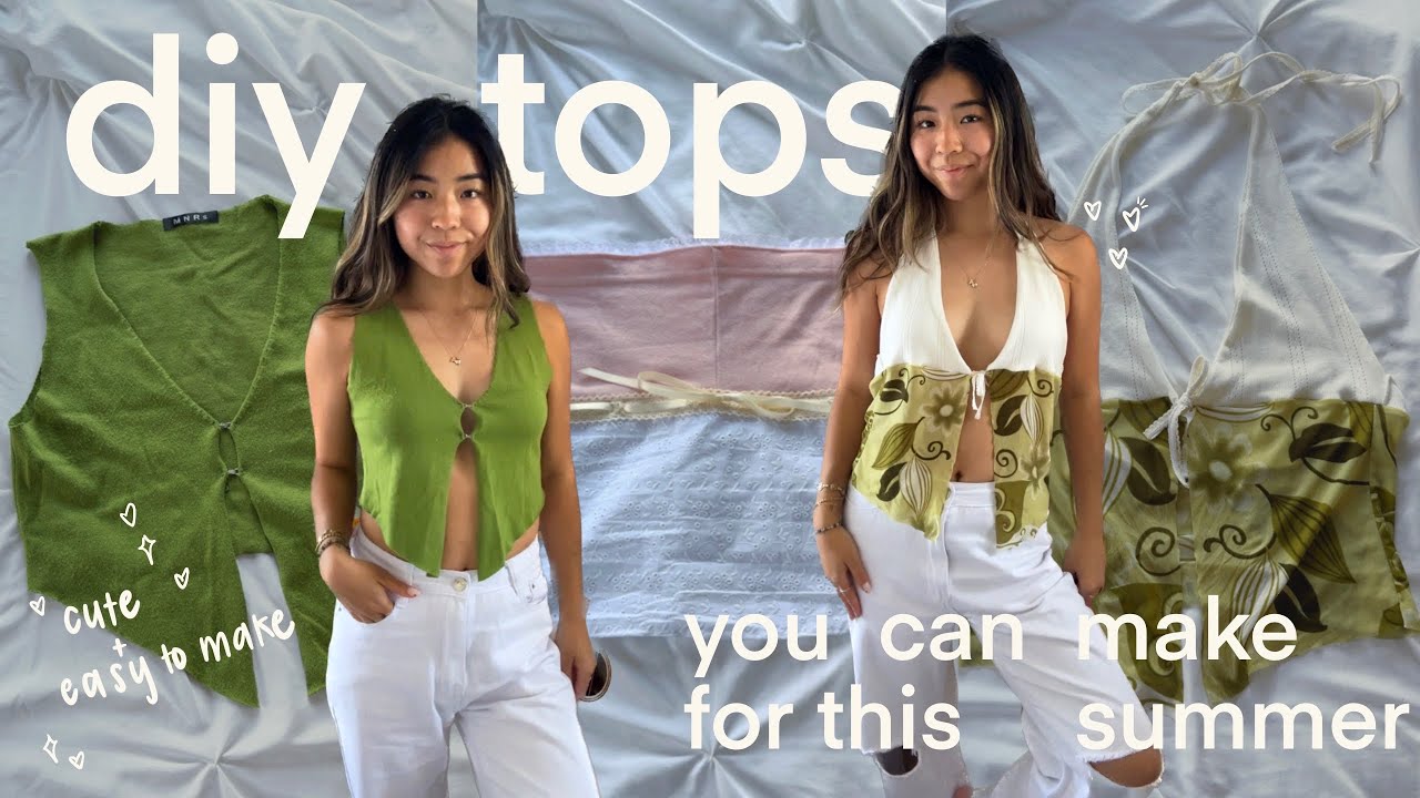 EASY DIY SUMMER TOPS ☀️🕶️👙🪡 *tiktok + pinterest inspired*