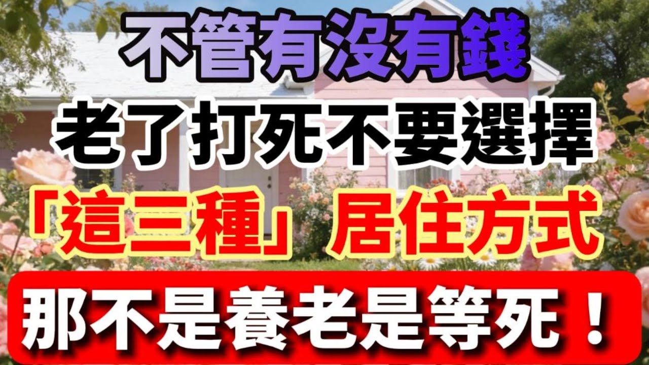 不管有沒有錢，老了打死不要選擇「這三種」居住方式，那不是養老是等死！【靜好時光】#晚年生活 #中老年生活 #為人處世 #生活經驗 #情感故事 #老人 #幸福人生 #talks