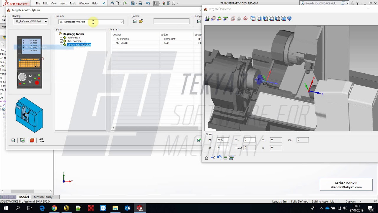 SolidCAM Parça Transferi (Part transfer for DMG NLX 2500 /700)
