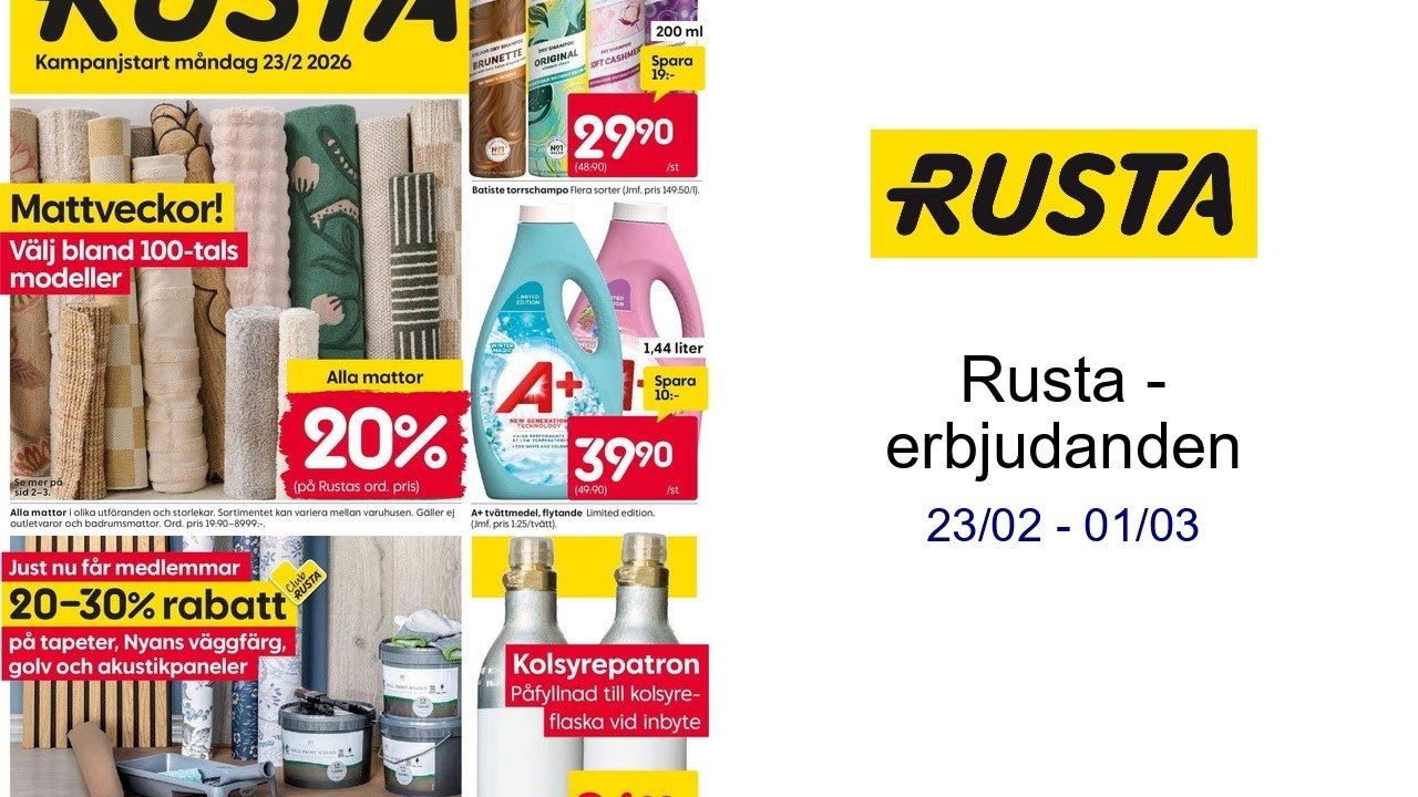 Rusta - erbjudanden 23/02 - 01/03