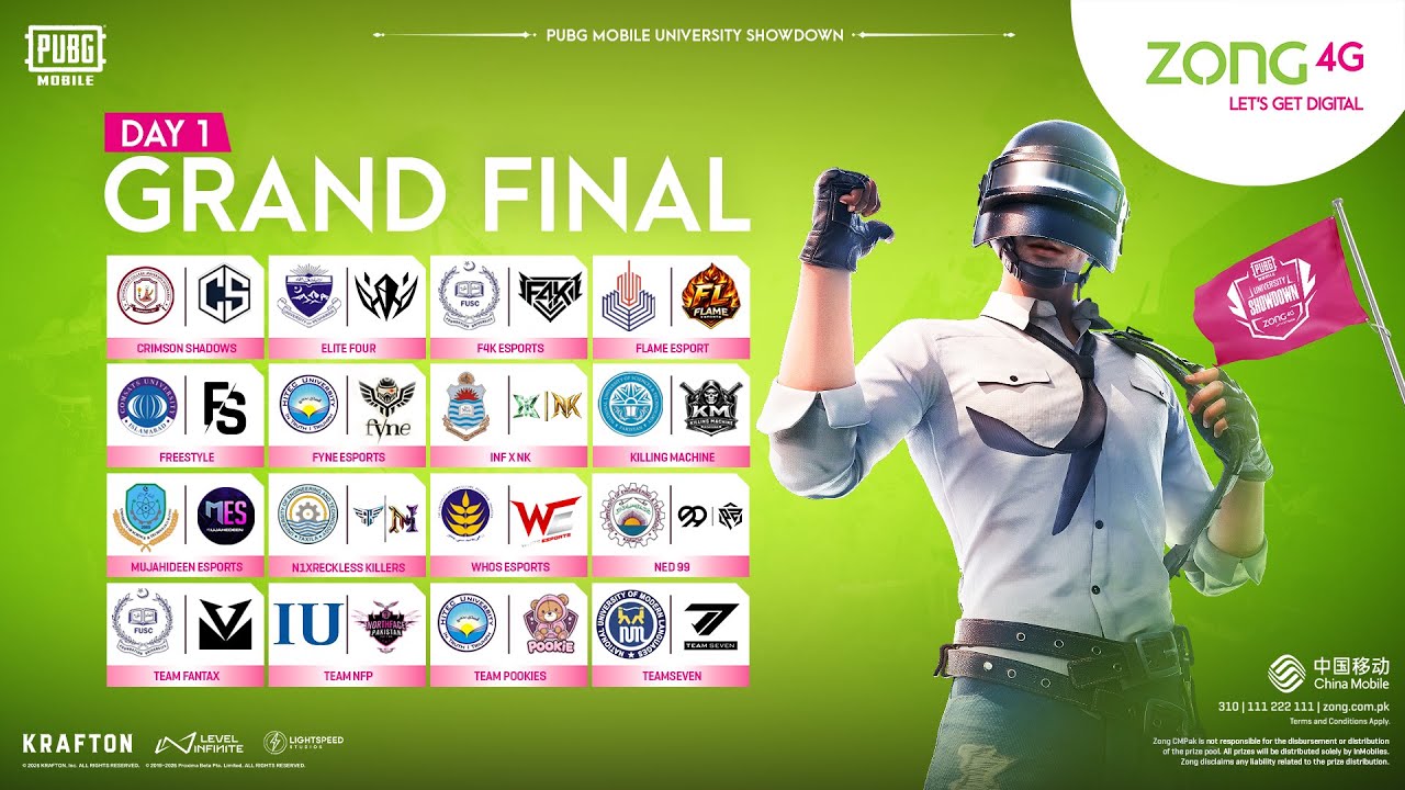 ZONG ENGAGE PUBG MOBILE UNIVERSITY SHOWDOWN | GRAND FINALS DAY 1