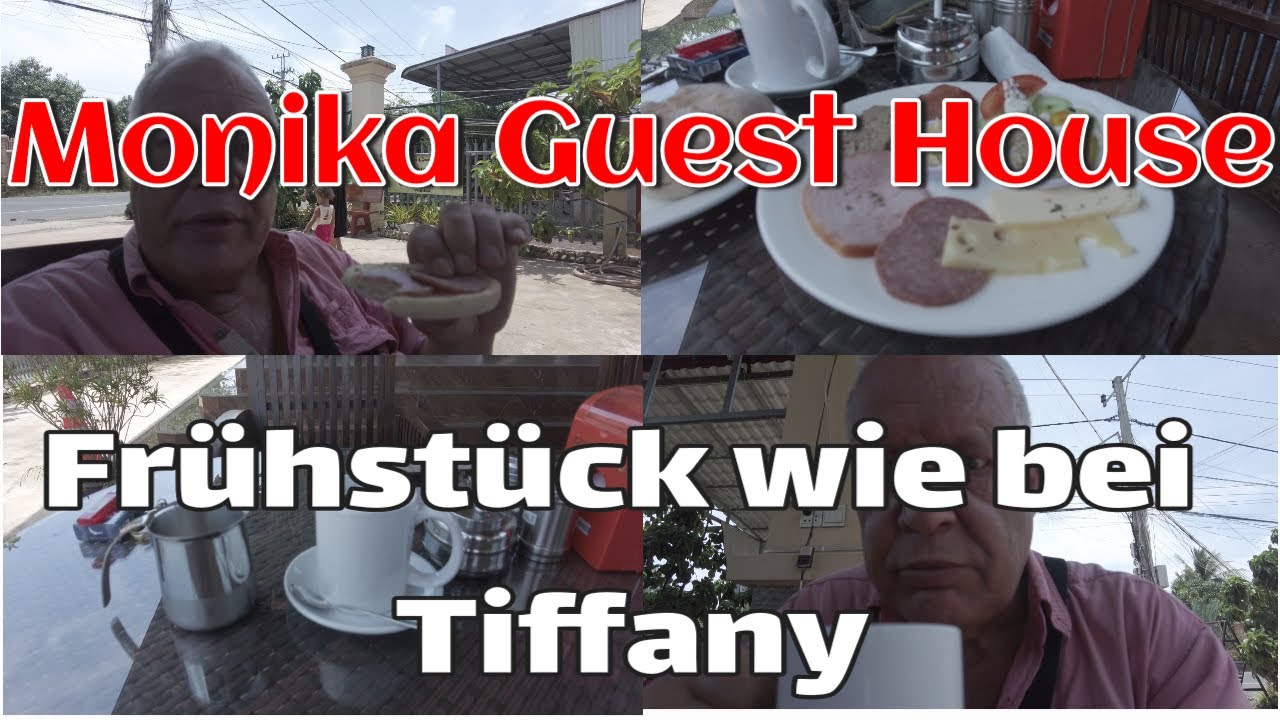 Monica Guesthouse, Frühstück wie bei Tiffany oder so ähnlich, Zimmerbesichtigung mit Preisen.