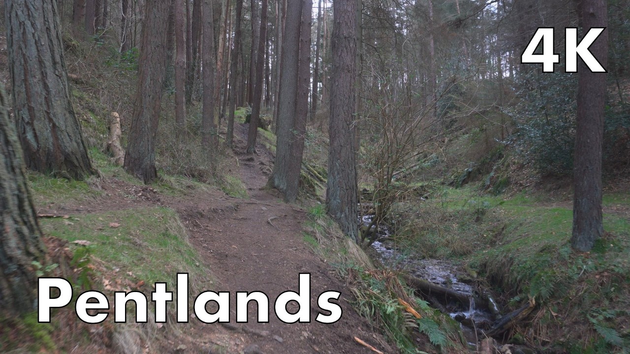 Edinburgh Pentlands Hike On A Windy Afternoon | 4k Waterfall & Nature Sounds