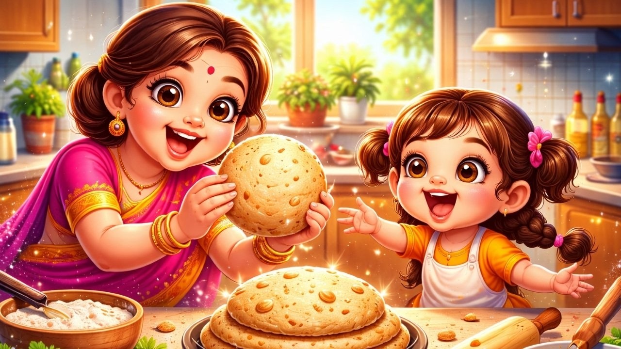 मम्मी की रोटी गोल गोल | Mummy Ki Roti Gol Gol | Hindi Nursery Rhyme