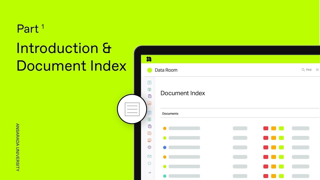 Part 1 Intro & Document Index | Ansarada Data Room Training