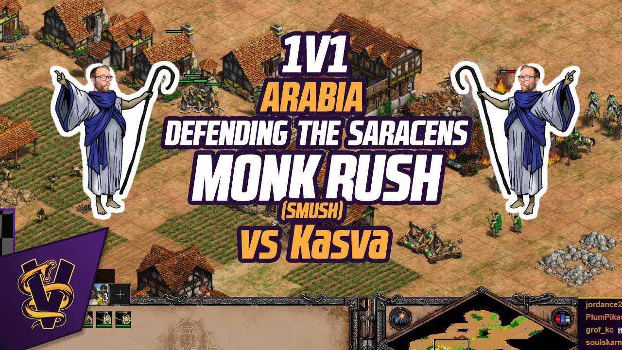 1v1 Arabia | Defending the Saracens Monk Rush (Smush)