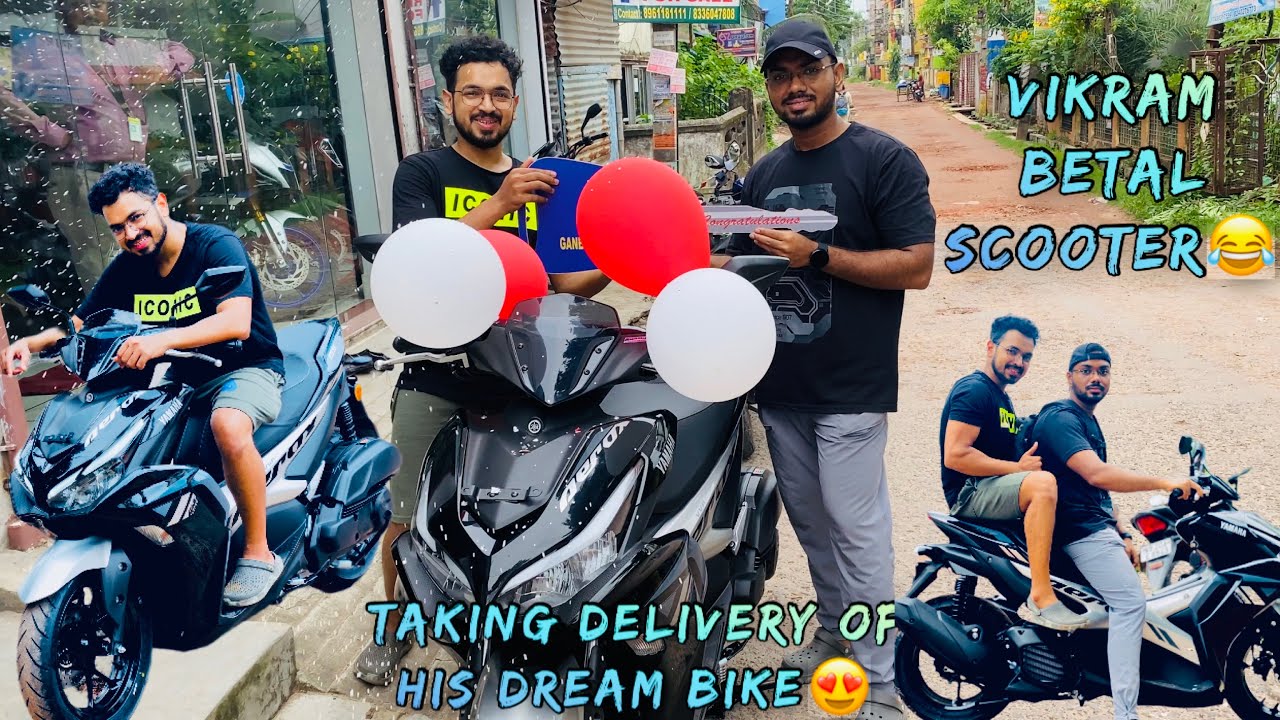 Taking Delivery of his Dream bike | 2023 E20 Aerox 155 | 1.79 lakhs for this cheap plastic?? 🥺