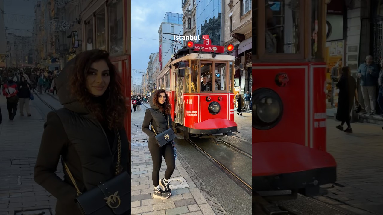 The famous red tram in Taksim Istanbul 🇹🇷