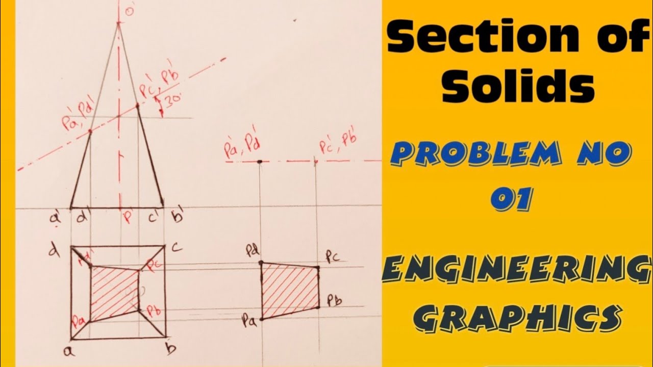 Section of Solids/Problem No 01/Engineering Graphics in Hindi/Engineering Drawing