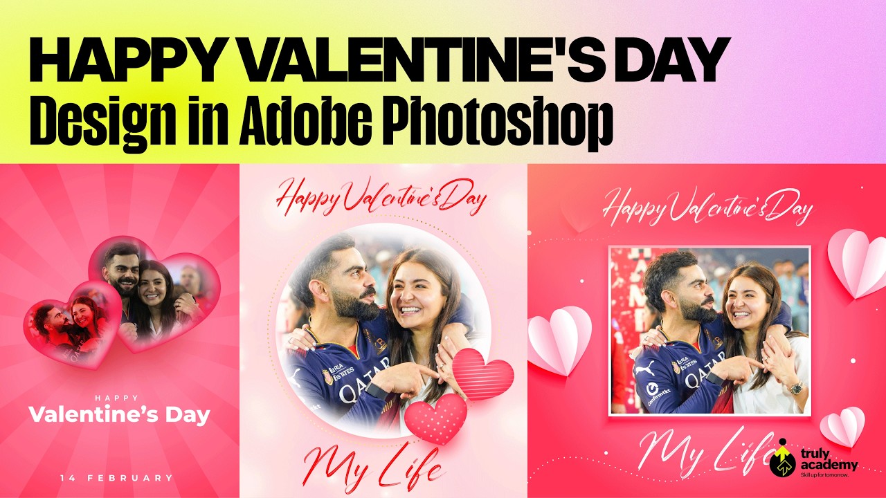 Happy Valentine's Day Design in Adobe Photoshop ( Virat Kohli and Anushka Sharma )
