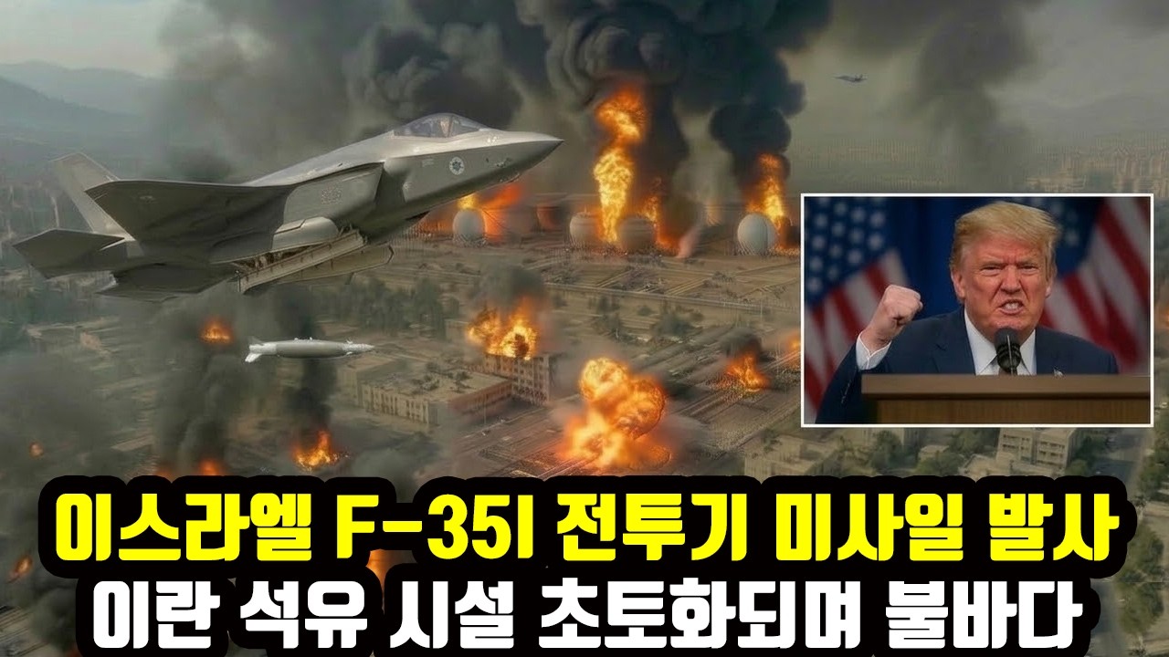 실제상황! 이스라엘 F-35I 전투기 미사일 발사, 이란 수도 테헤란 석유 시설 초토화되며 불바다