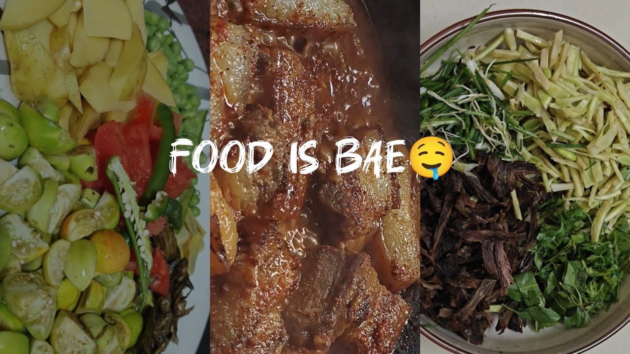 Pork🥩 with bamboo shoot🎍 in naga style|Stinky beans with dried meats chutney🥗|Stew veg🍲#foodie#fyp 