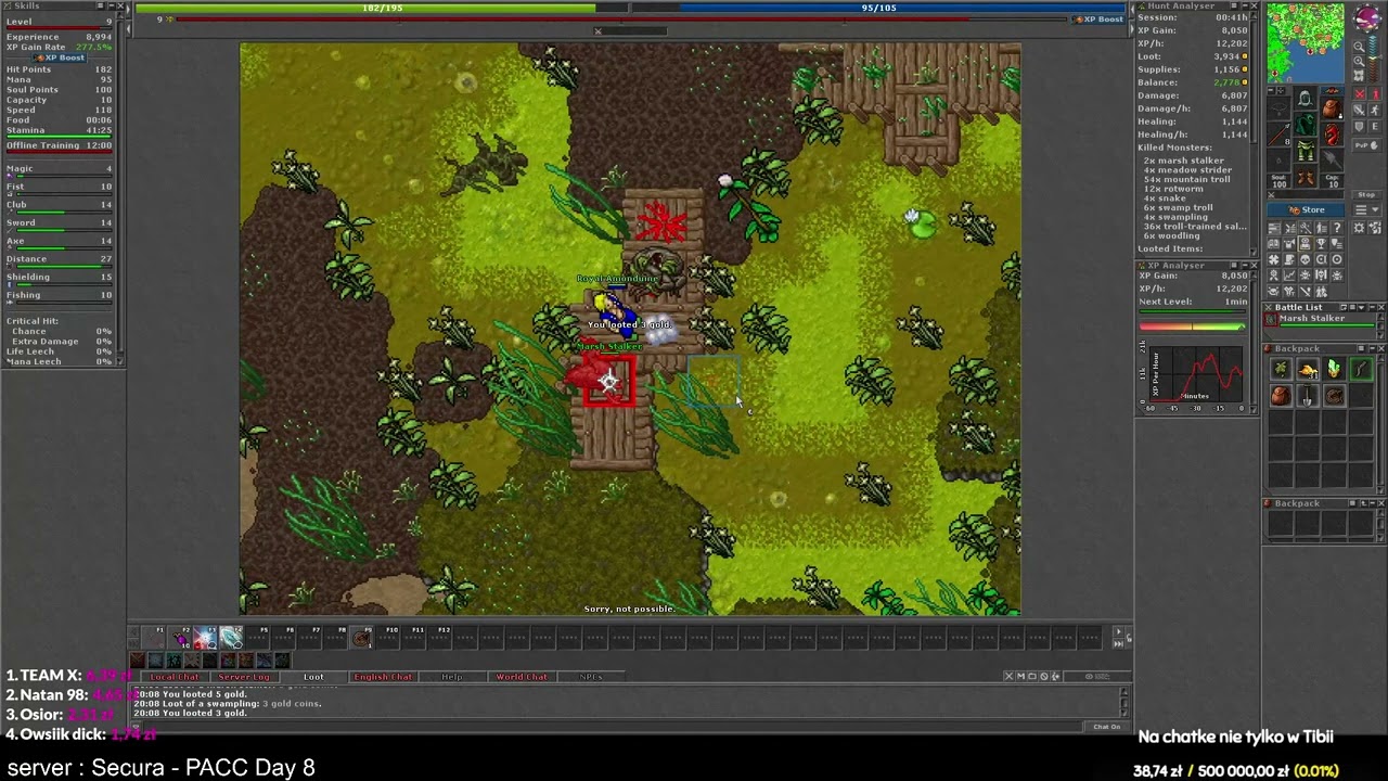 Tibia - Paladyn 8lvl Jak zacząć? dobry exp na początek przygody - Venore - Swamp Trole - Nowa Postać